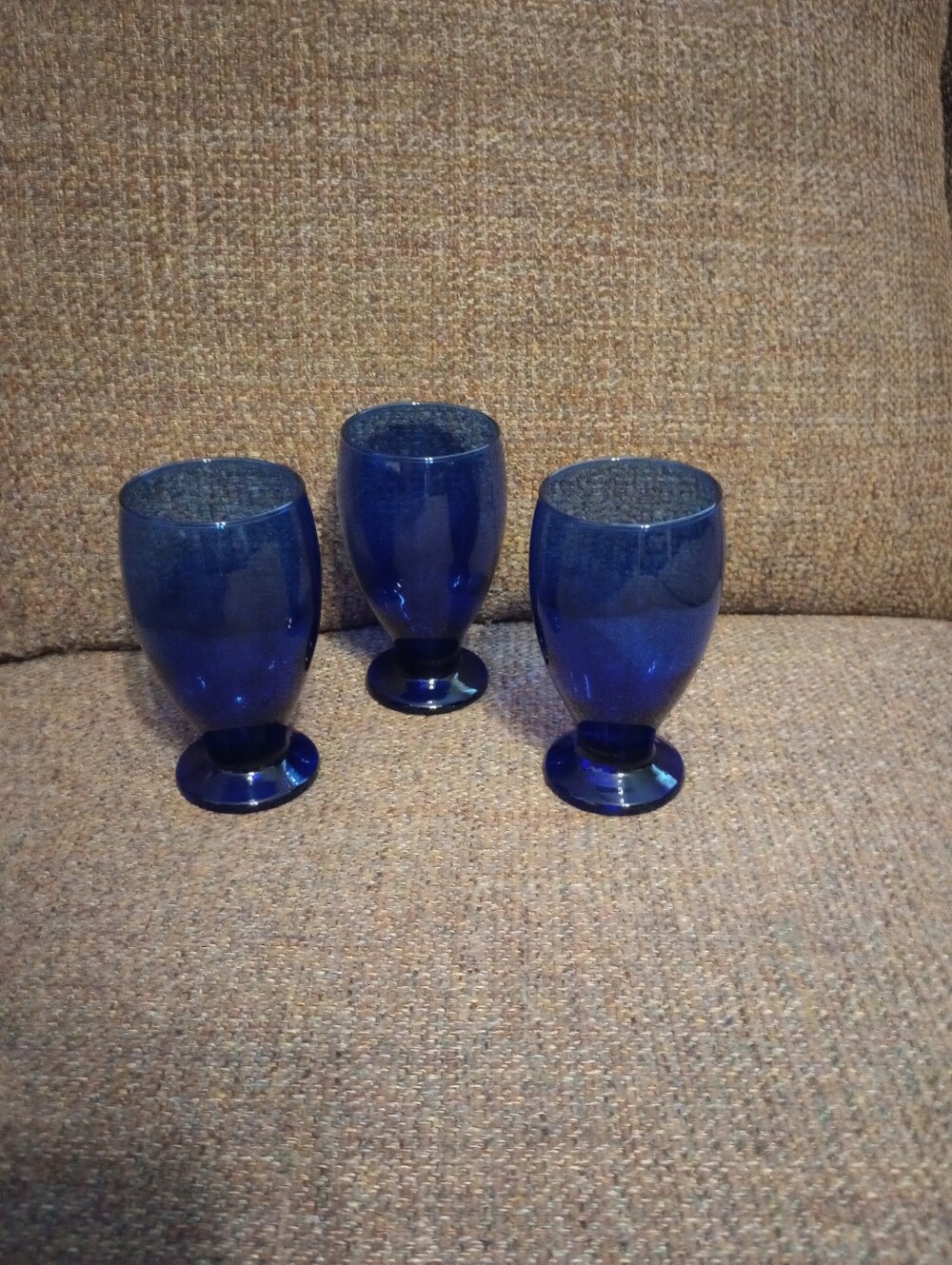Cristar Lexington Cobalt Blue Pedestal Ice Tea/Water Goblets - Set of 3